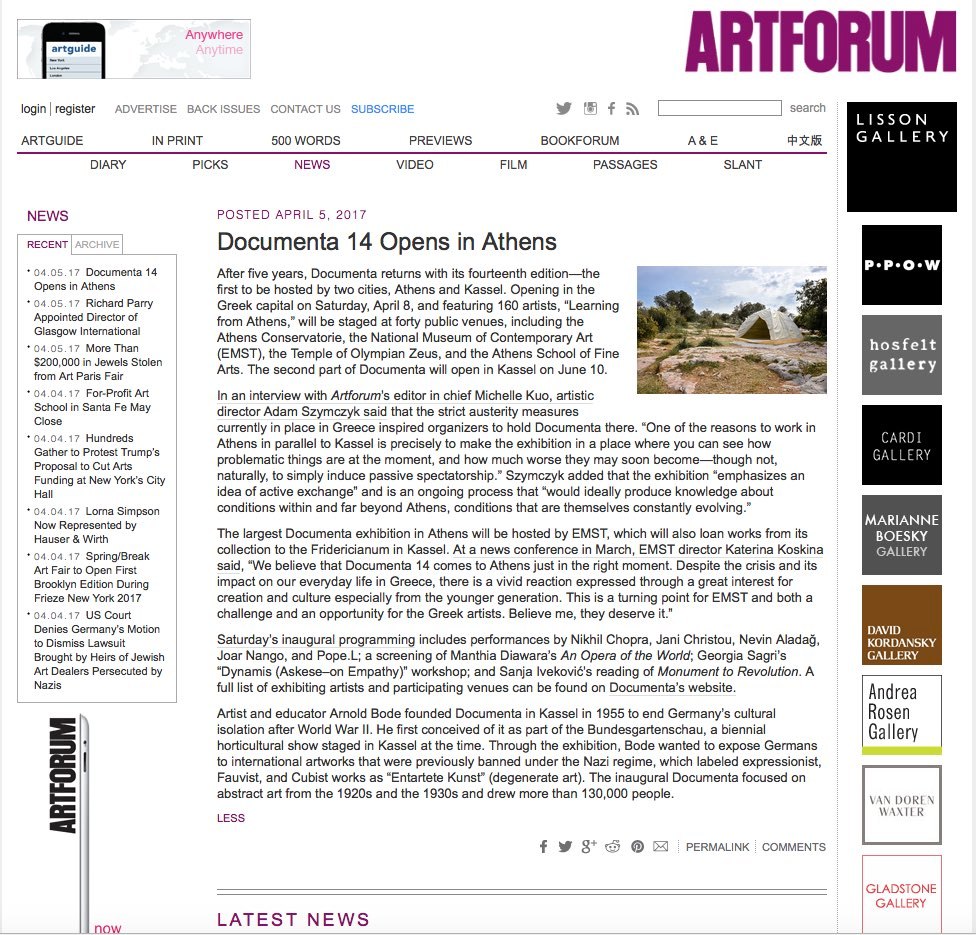 Artforum | documenta 14 | 05.04.2017