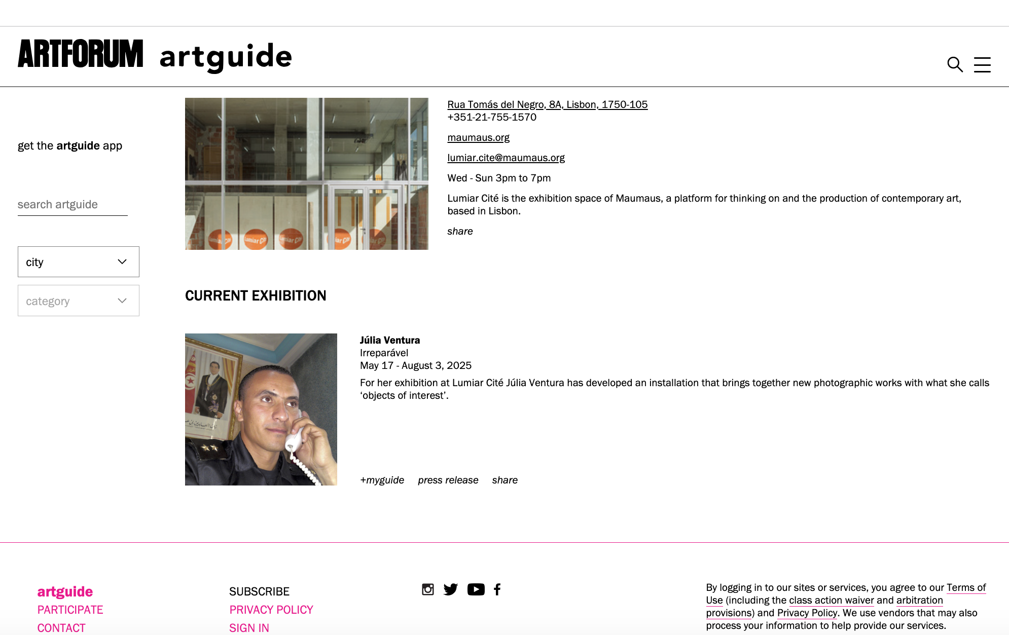 ARTFORUM | artguide | ED 2025 | Júlia Ventura